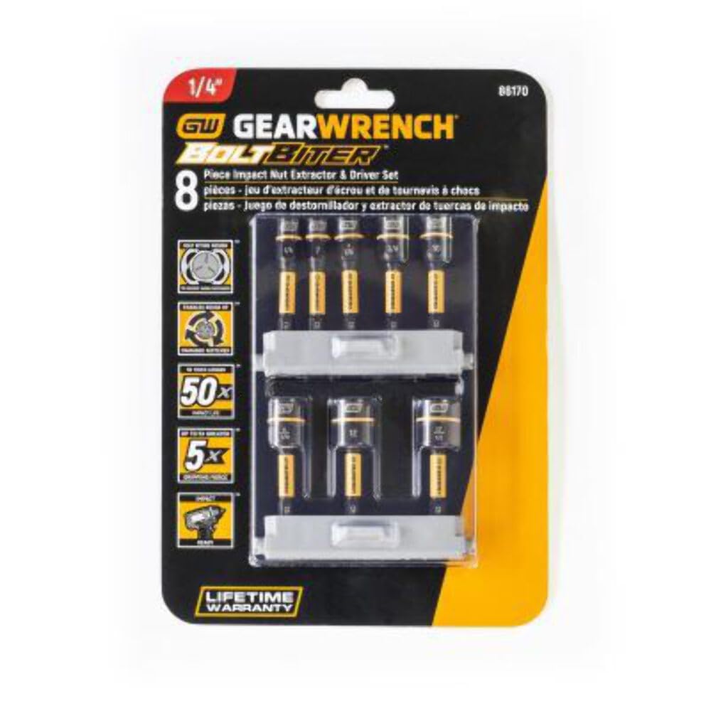 8 Pc. GEARWRENCH Bolt Biter Nut Extractor & Driver Set - 86170