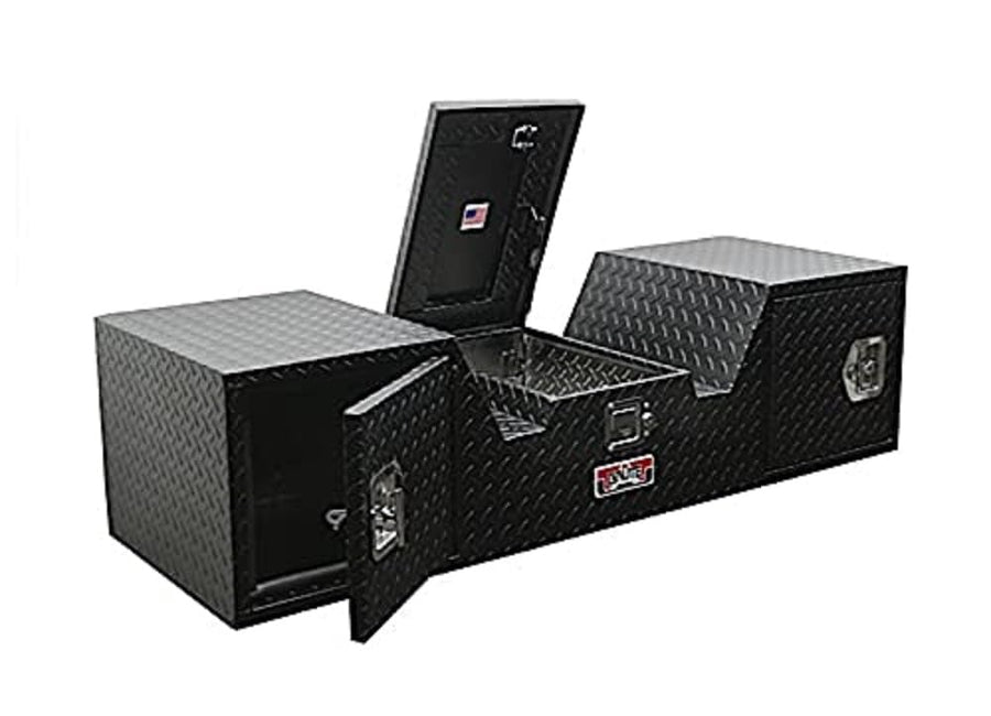 5TH Wheel RV Box 57IN V-Shape, 1 LID, 2 Rear Facing Doors - Black