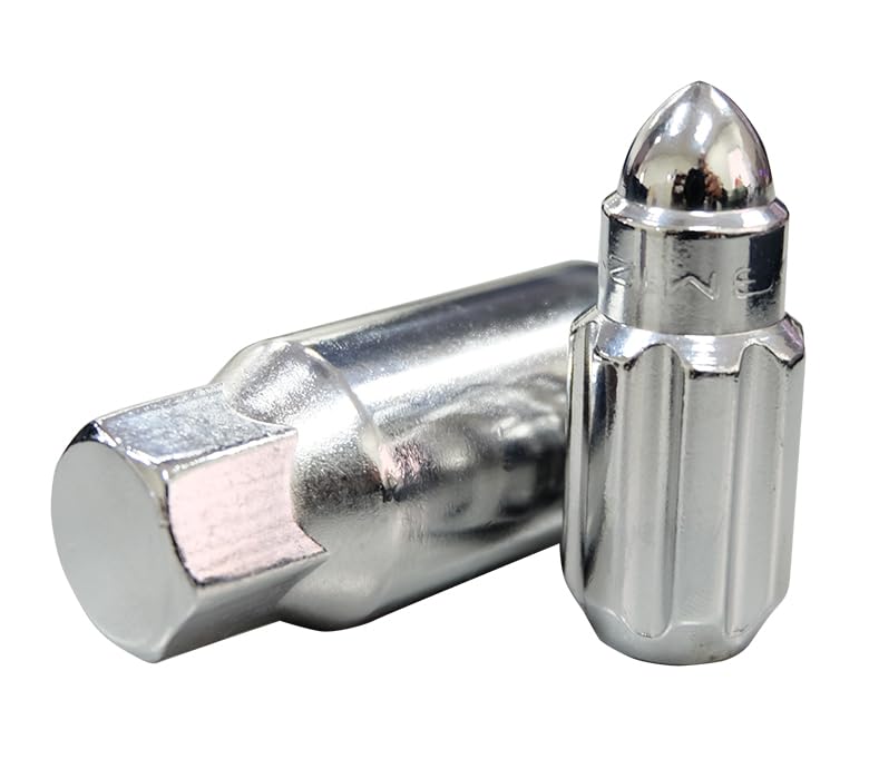 NRG Innovations M12 x 1.5 Steel Lug Nut Set NRG-LN-LS500SL-21 Bullet Shape, Anodized Finish 21 Pc Silver with Lock Key