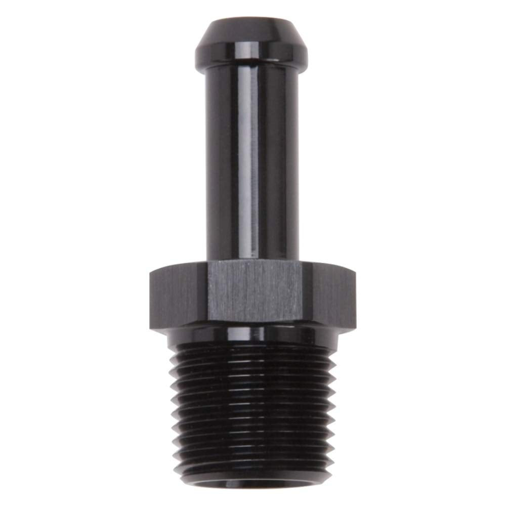 Edelbrock Heater Hose Fitting 8117 Straight Hose End 3/8 in. NPT and 3/8 in. Barb Black
