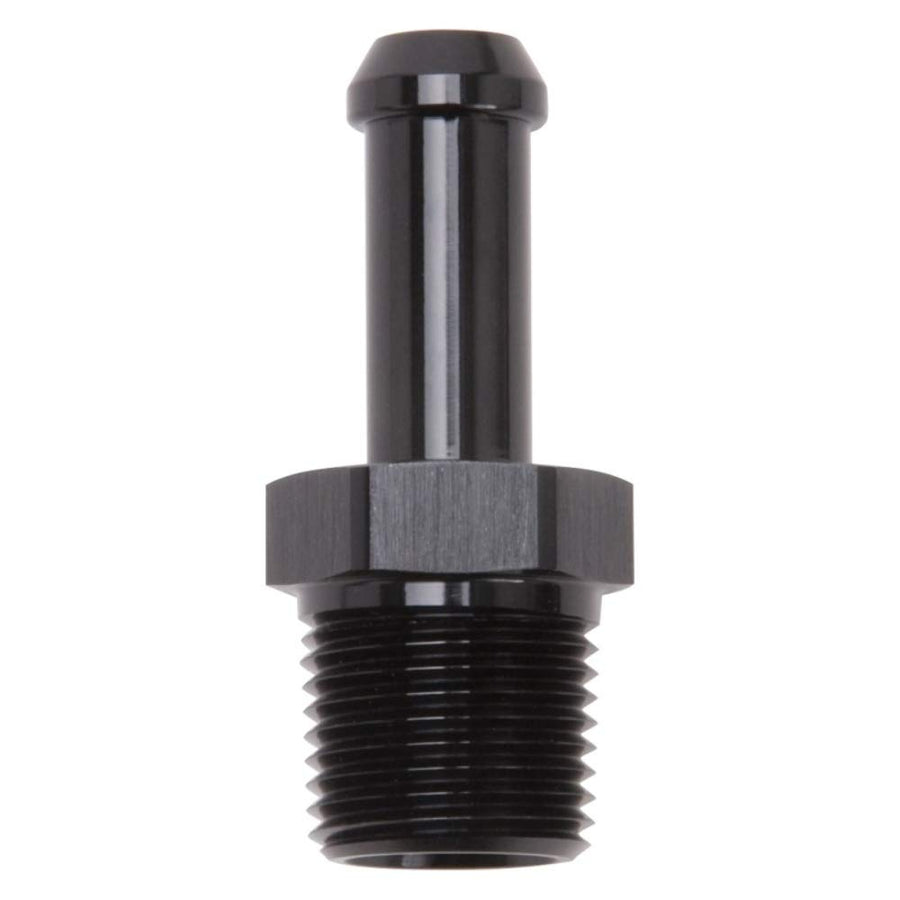 Edelbrock Heater Hose Fitting 8117 Straight Hose End 3/8 in. NPT and 3/8 in. Barb Black