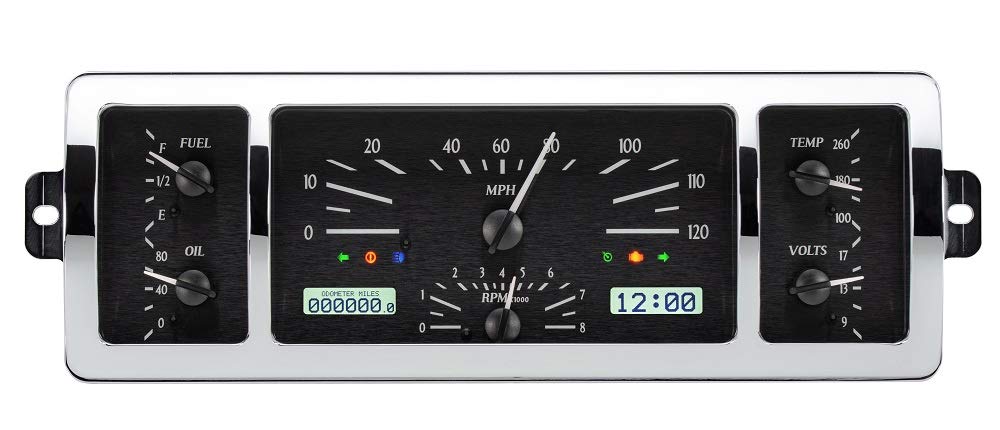 Dakota Digital VHX-40C-PU-K-W Analog Gauge Instrument System Compatible with 1940-46 Chevy Pickup Truck Black Alloy White Backlighting