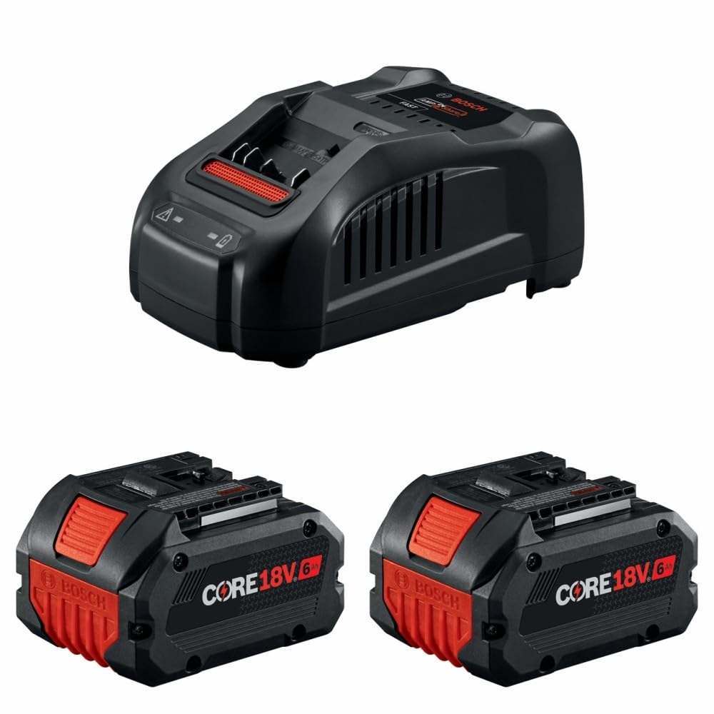 BOSCH 18V Starter Kit GXS18V-20N26 with (2) CORE18V® 6 Ah High Power Batteries and (1) 18V Fast Battery Charger