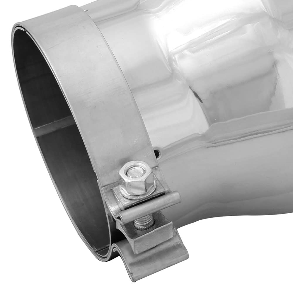 5" Inlet aFe Power 49T50702-P12 x 7" Outlet x 12" Length Polished Stainless Steel Bolt-On Diesel Exhaust Tip