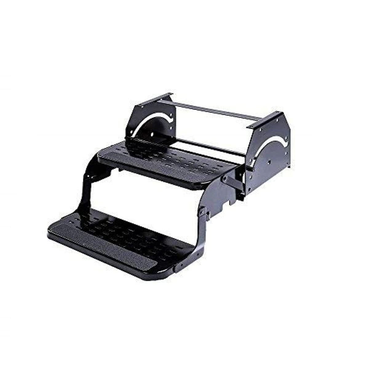 Manual RV Step Stromberg Carlson SMFP-2120 – Foldable Camper Stairs for Trailer Entry, Portable Double Pull Out Platform for RV, Rust Resistant Construction, Exterior Camper Step, 20" Non-Skid Design