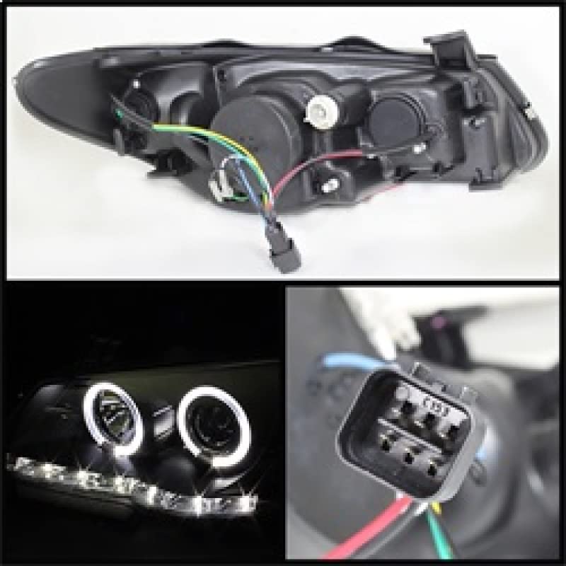 LED Halo Spyder Auto Projector Headlights Black/Clear