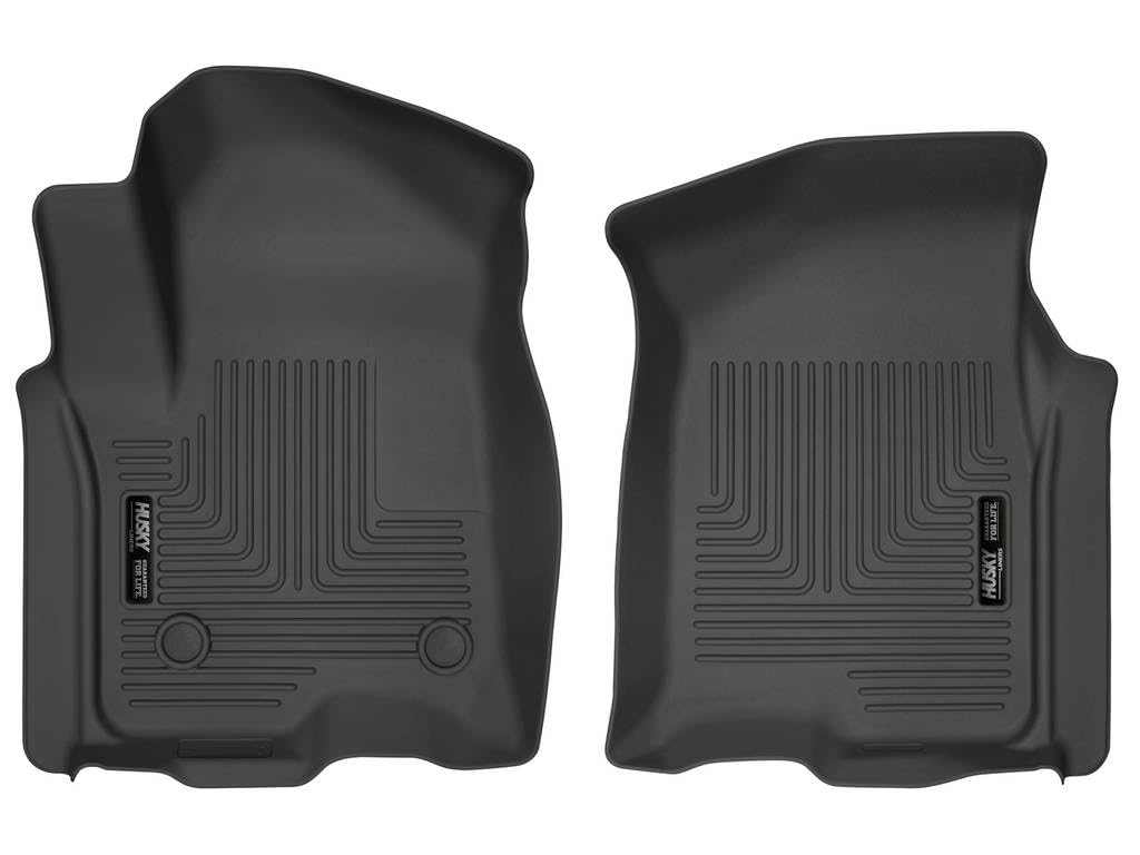 Weatherbeater Husky Liners Floor Mats | Fits 2019 - 2026 Chevrolet Silverado & GMC Sierra 1500] & 2020 - 2026 Silverado/Sierra 2500/3500 DOUBLE & CREW CAB ONLY | Front Row, 2-pc Black - 13211