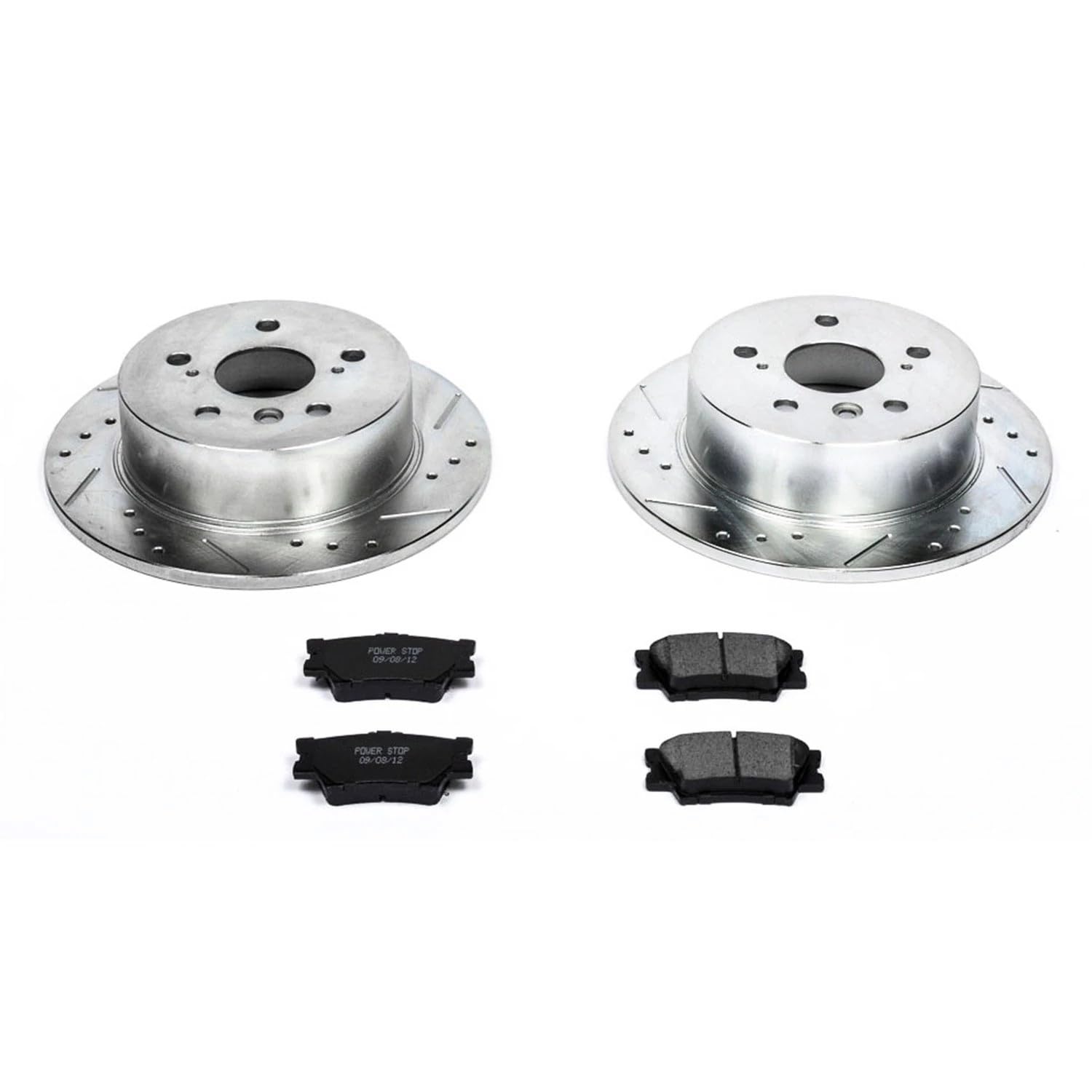 Power Stop K3067 Rear Brake Pads Z23 Carbon Fiber with Drilled & Slotted Brake Rotors Kit For Hummer H3 2006-2010, Hummer H3T 2009-2010 [Model Specific]