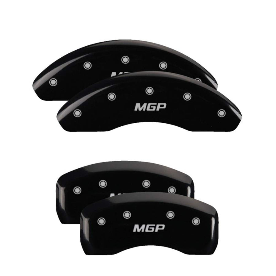MGP 20226SMGPBK Caliper Covers Black Powder Coat Finish, Silver Characters, Set of 4