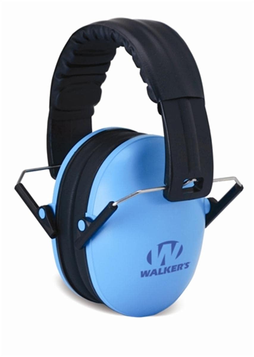 Walker's Low Profile Youth Children’s Lightweight Padded Headband Adjustable Folding Noise-Reducing Hearing Protection Earmuffs, Blue, Small