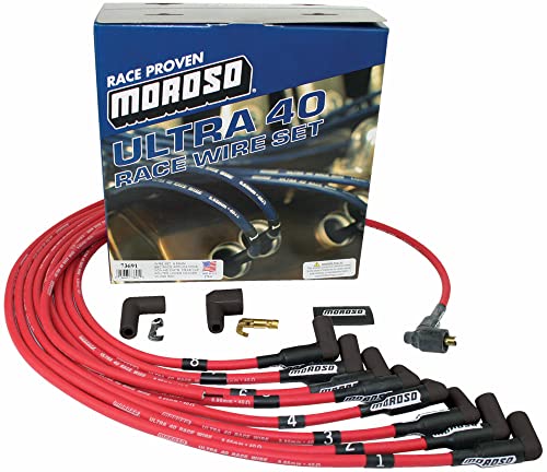 Moroso Red 73691 Ultra 40 Spark Plug Wires, Fits Big Block Chevy Engines w/Non HEI Distributor and 90 Degree Plugs