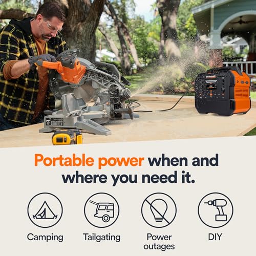 Portable Power Station Generac 2106Wh with Lithium-Ion Battery - Clean, Emission-Free Power - Wirless Charging Pad and Compact Design - Camping, RV, Indoor/Outdoor Use - Orange/Black