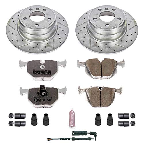 Power Stop K5720-26 Z26 Carbon Fiber Brake Pads Rear with Drilled & Slotted Brake Rotors Kit For BMW X5 2000-2006 [Model Specific]