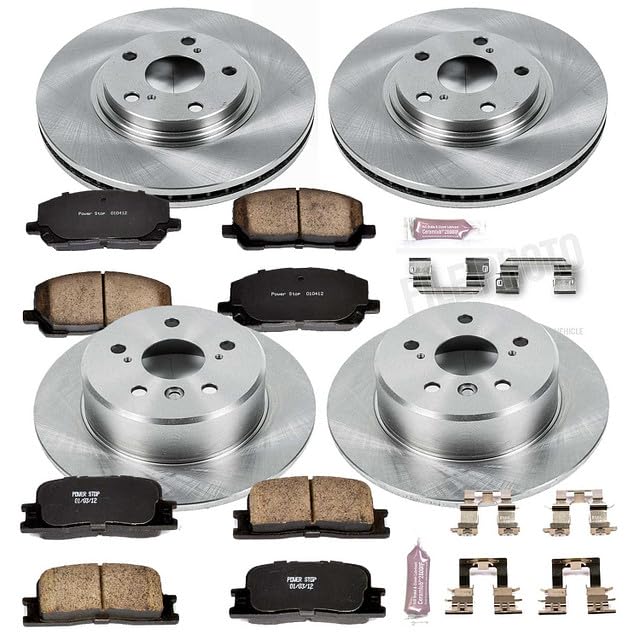 POWERSTOP Autospecialty KOE1139 Front and Rear Replacement Brake Kit-OE Brake Rotors & Ceramic Brake Pads For Toyota Highlander 2001-2003 [Model Specific]