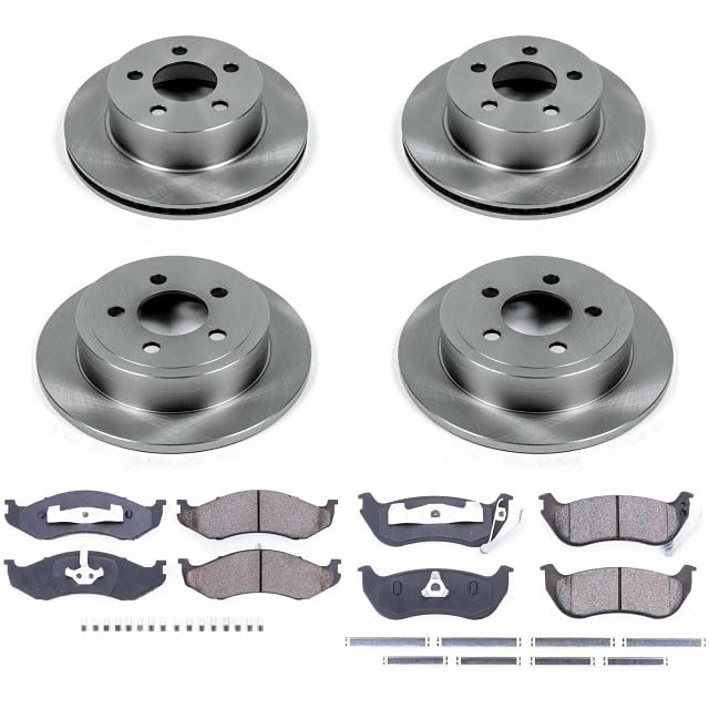 POWERSTOP Autospecialty KOE2154 Front and Rear Replacement Brake Kit-OE Brake Rotors & Ceramic Brake Pads For 2003 2004 2005 2006 Jeep Wrangler [Models with Rear Disc]