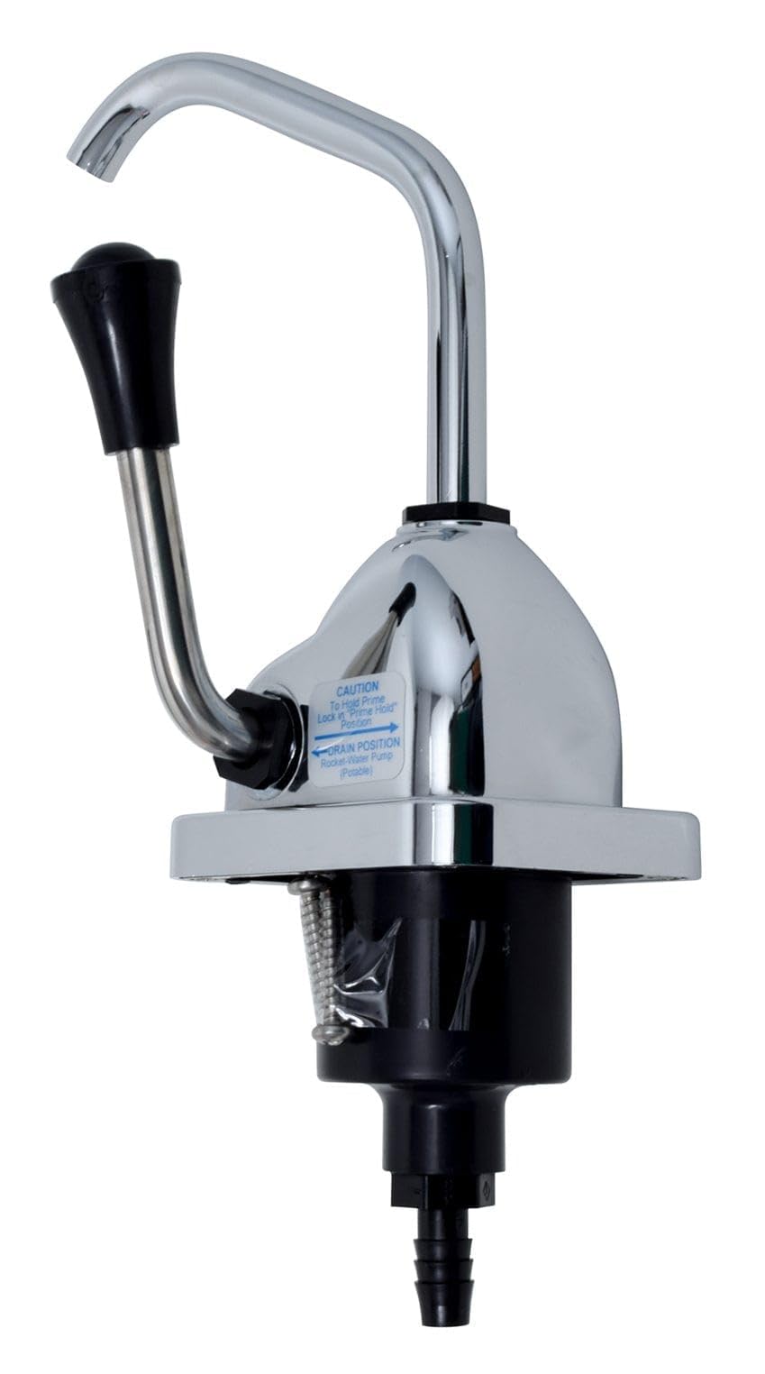 Rocket Hand Pump - Valterra RP800 for RV, Camper Holding Tank Faucet Pump - Chrome