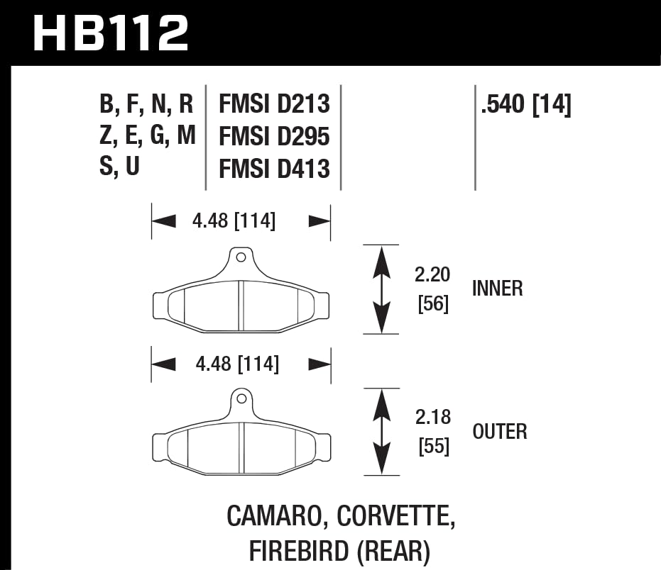 Performance Ceramic Hawk HB112Z.540 Street Brake Pads