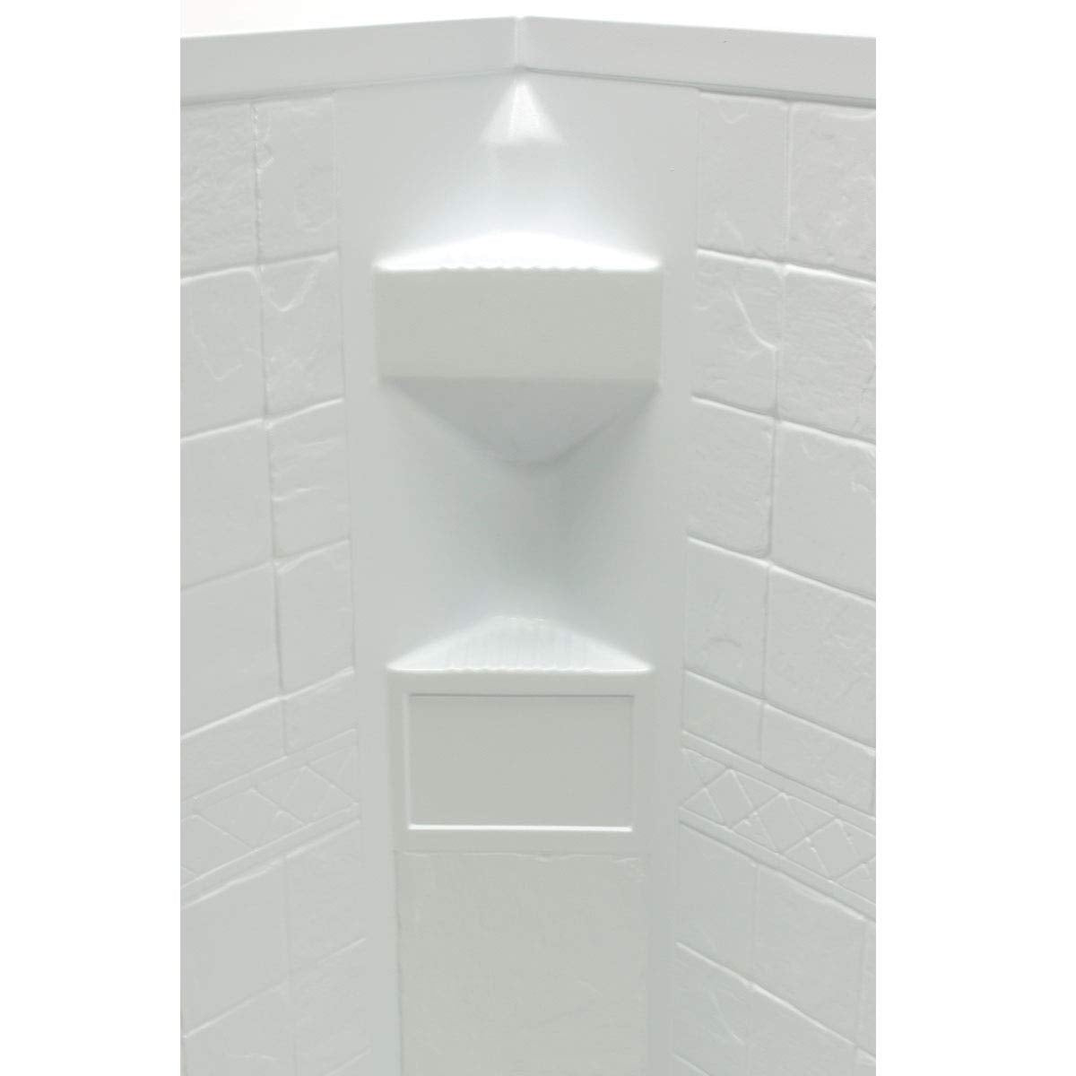 Lippert 34"x 34"x 68" White Neo Angle Shower Wall Surround Replacement for RVs, Manufactured Homes, Travel Trailers, 5th Wheels, and Motorhomes - 306205