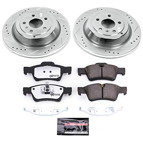 Power Stop K4638-26 Z26 Carbon Fiber Brake Pads with Drilled & Slotted Brake Rotors Kit Rear