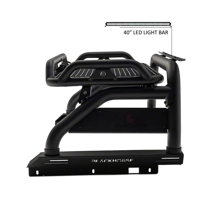 Atlas Roll Bar Black Horse W/40 in LED Light Bar Compatible with 2005-2021 Nissan Frontier-ATRB7BK-KIT