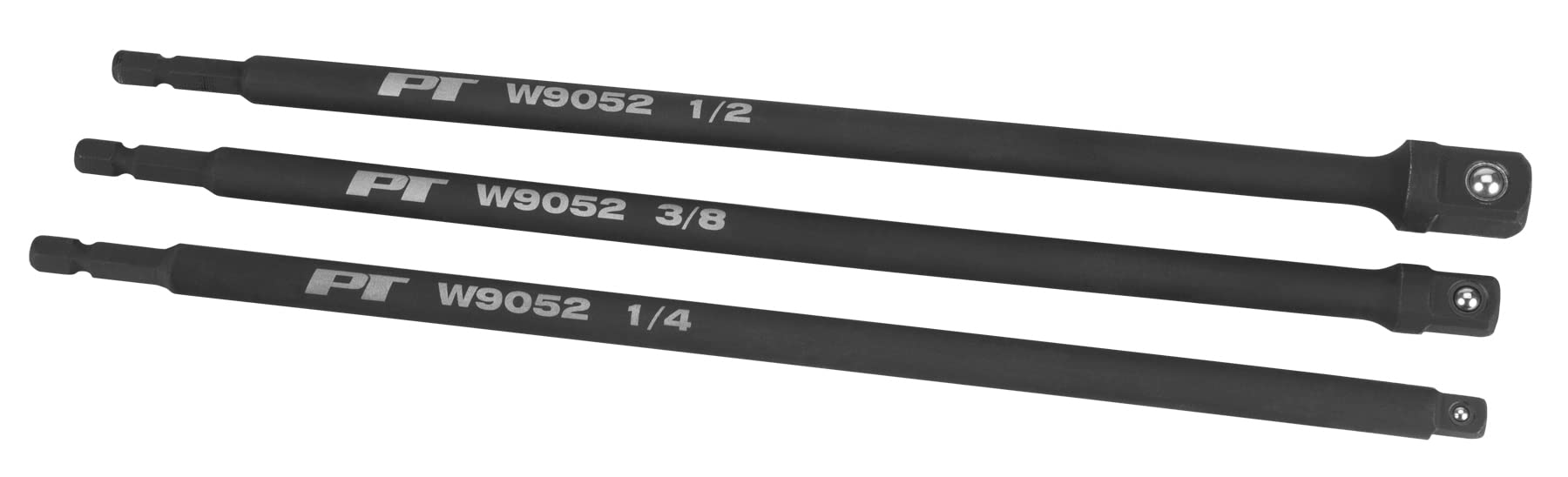 10-Inch Performance Tool W9052 Socket Adapter Set (3 Pieces) Chamfered Square Drive in 1/4, 3/8 and 1/2-Inch Drive Sizes, Ideal for Extending Reach and Flexibility of Power Tools and Hand Tools