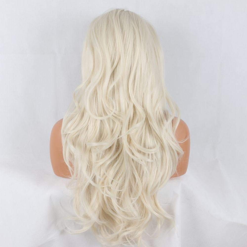 Big Wave Jiabei Daily Curly Hand Weaving Heat Resistant White Hair Wigs (Color : Cremy-white)