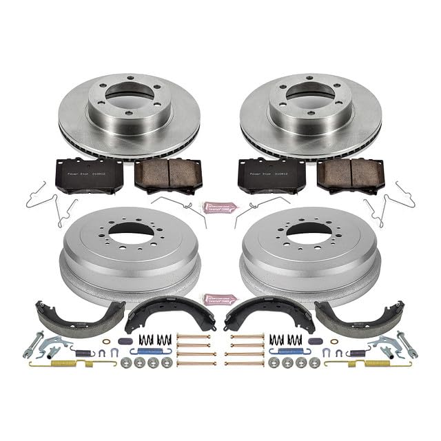 Power Stop Autospecialty KOE15099DK Front and Rear Replacement Brake Kit-OE Brake Drums & Ceramic Brake Pads For Toyota Tundra 2000-2002 [Model Specific]