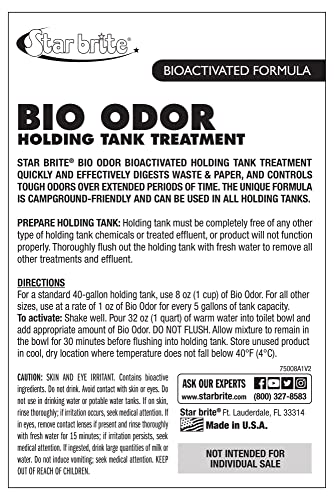 Bio Odor STAR BRITE Enzyme Holding Tank Treatment 8oz 4 Pack (075008)