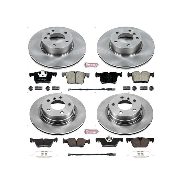 Power Stop KOE6744 Front and Rear Autospecialty Replacement Brake Kit-OE Brake Rotors & Ceramic Brake Pads and 1 Front & 1 Rear Sensor Wires For BMW 228i 228i xDrive 230i 320i 328d 328i 428i