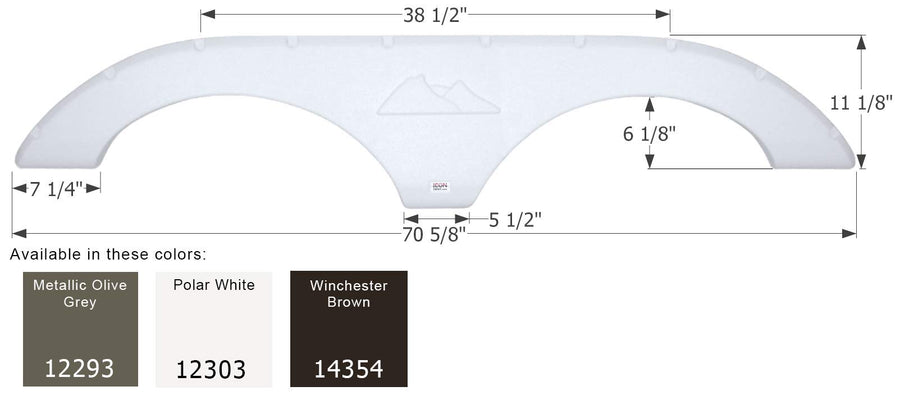 Tandem Axle Fender Skirt ICON 12303 FS2293 for Keystone - Polar White