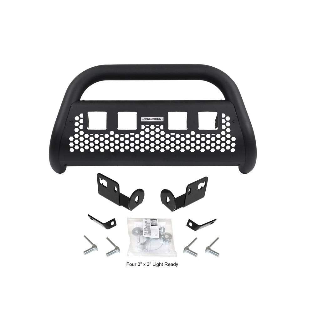 RC2 Bull Bar Go Rhino w/ Four 3" Cube Lights Kit & Mounting Brackets | Mild Steel, Textured Black | 55874T | Fits 2004 - 2008 Ford F-150