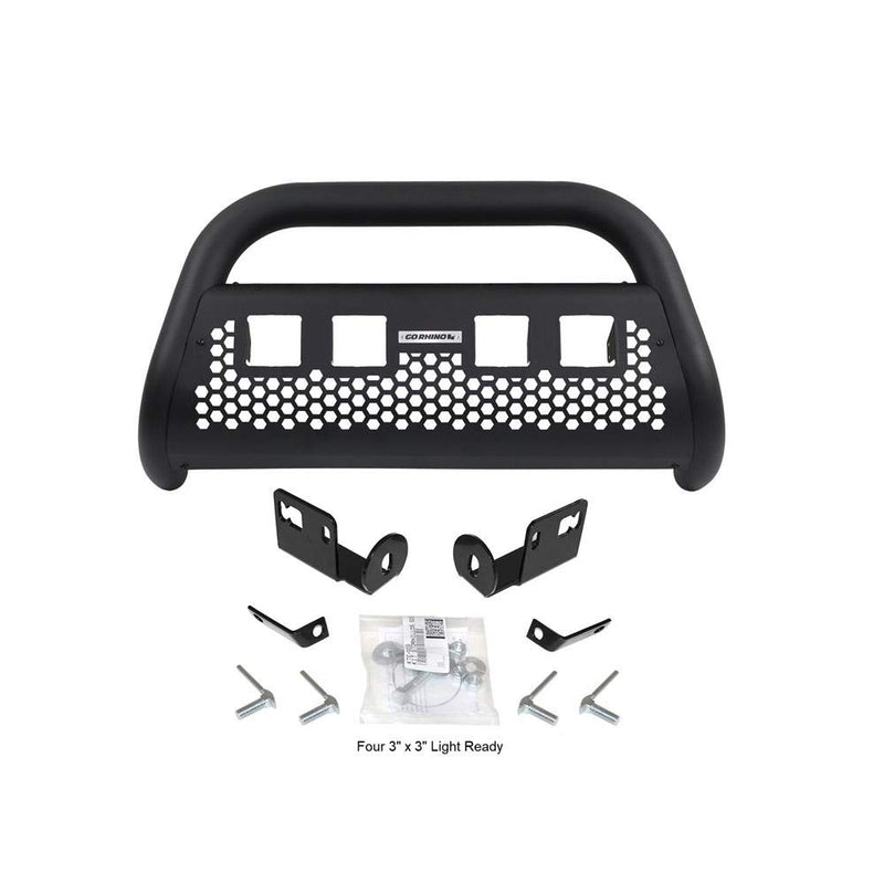 RC2 Bull Bar Go Rhino w/ Four 3" Cube Lights Kit & Mounting Brackets | Mild Steel, Textured Black | 55874T | Fits 2004 - 2008 Ford F-150