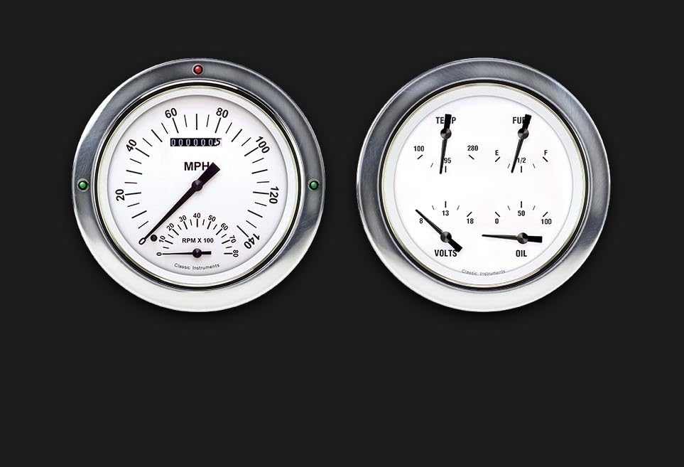 Classic Instruments 1954-1955 Chevy Truck CT54WH62 White Hot 4 5/8" Speedometer with Built in Tach & Quad Gauge - GM
