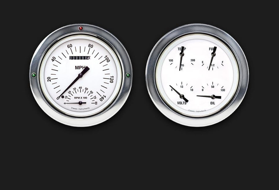 Classic Instruments 1954-1955 Chevy Truck CT54WH62 White Hot 4 5/8" Speedometer with Built in Tach & Quad Gauge - GM