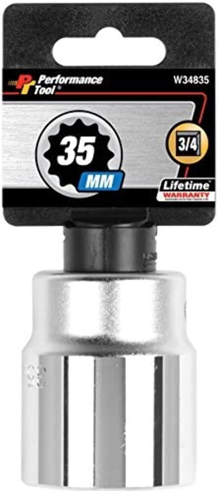 W34835 Performance Tool 3/4-Inch Drive 12-Point Standard Socket 35mm