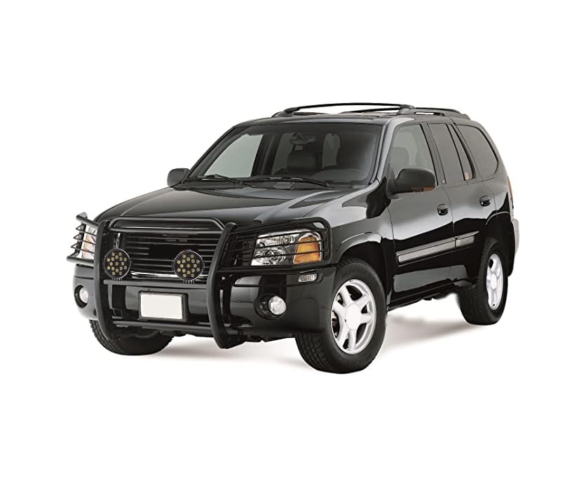 Bumper Guard Modular Black Horse Grille brush Come With pair of 7.0"Dia.LED Lights with Black Trim Rings Compatible with 2002-2006 GMC Envoy|2002-2006 GMC Envoy XL-17GD26MA-PLB