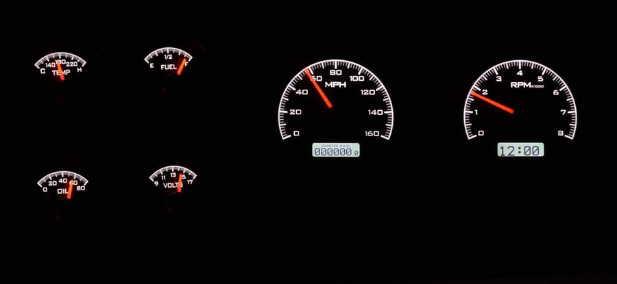 Dakota Digital VHX Analog Dash Gauges 73 - 87 Chevy GMC Pickup Truck Black Alloy White VHX-73C-PU-K-W