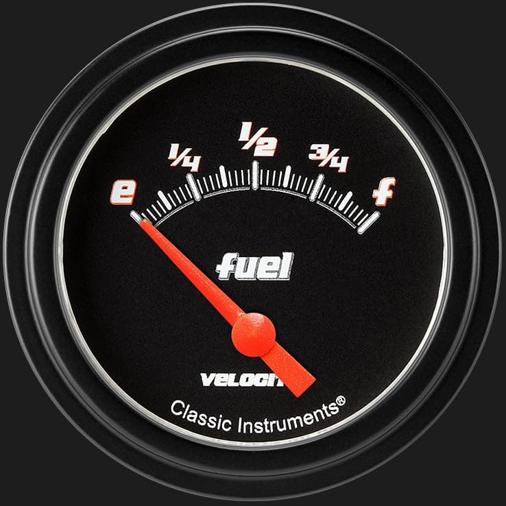 Velocity Black Classic Instruments VS212BBLF 2 5/8" Fuel Gauge 0-90 Ohm