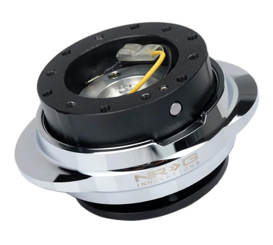 NRG Innovations GEN 2.2 NRG-SRK-220BK-SL Steering Wheel Quick Release Adapter 6-Hole & 6x70 and 6x74mm Bolt Patterns Black Body/Shinny Silver Oval Ring