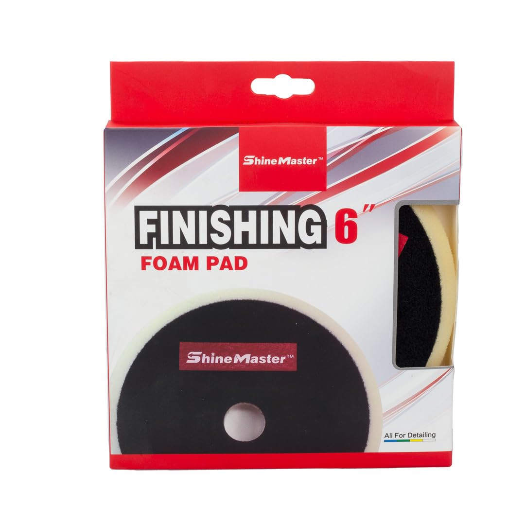 6" Maxshine Universal White Finishing Foam Pad – Professional Detailing Pad for Cutting, Polishing & Finishing – Bendable, Washable & Reusable – Hook & Loop Backing