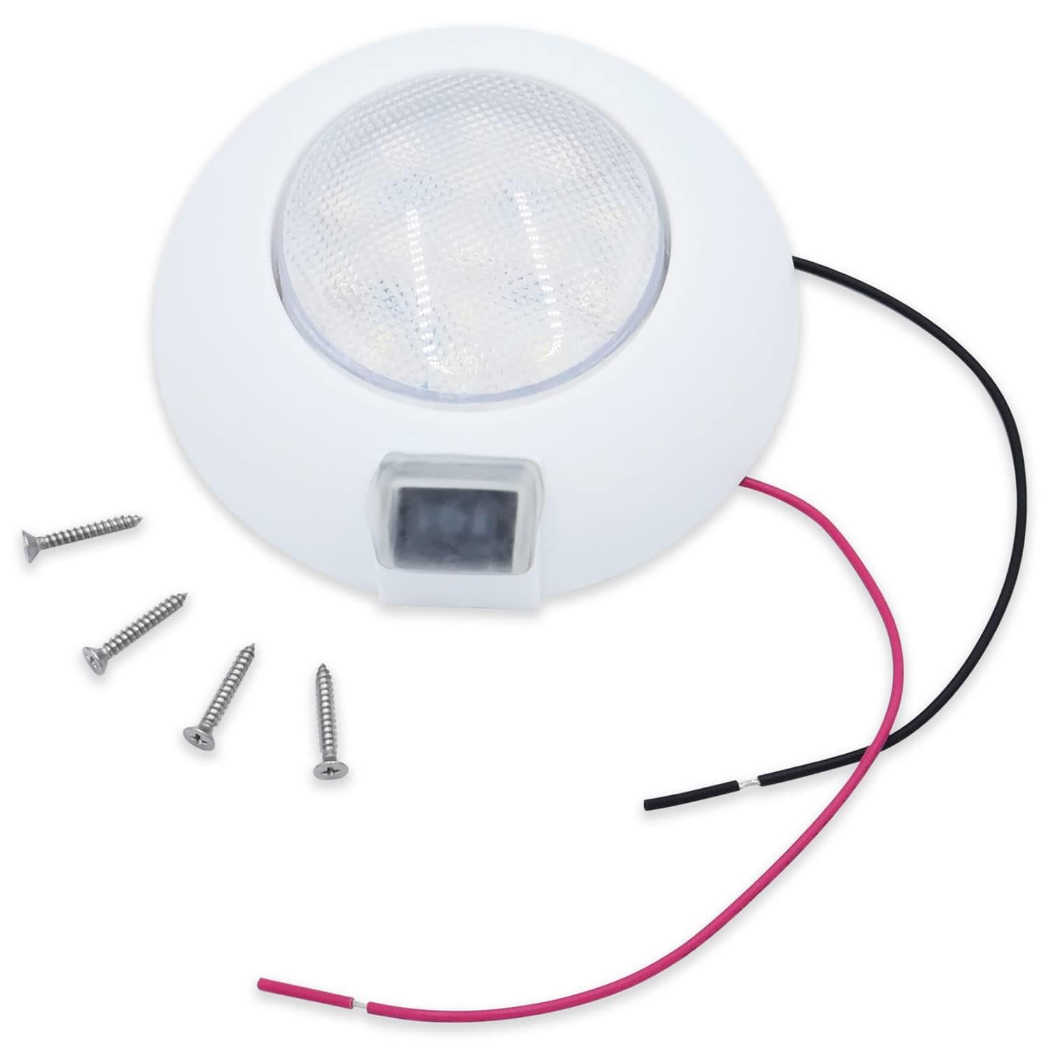 T-H Marine LED Dome Light Easy Mount with Switch - 12V Waterproof Dual Color Dome Light - Surface Mount for Boat & RV - 4 Inch Compact Design for Energy-Efficient Interior Lighting - Red/White