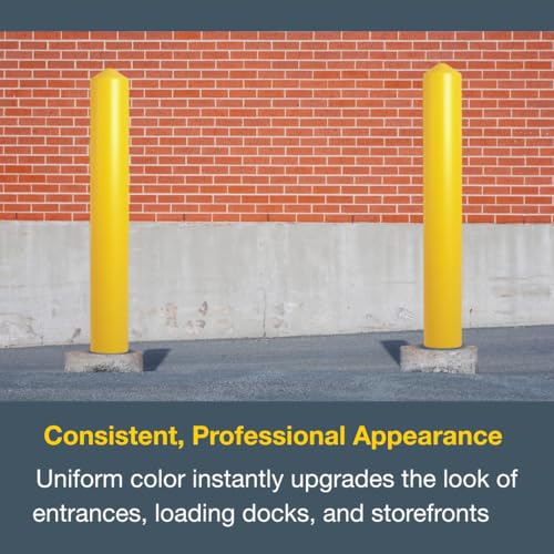 Bollard Covers Eagle for 6 Inch Poles - 56" Tall, Durable Smooth HDPE Plastic - Trimmable Yellow Bollard Post Sleeve for Parking Lots, Warehouses, and Loading Docks, 1736