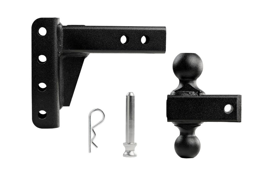 2.0" BulletProof Hitches Adjustable Light Duty Trailer Hitch (10,000 lb. Rating) - 4" Drop/Rise Trailer Hitch with 2" & 2-5/16" Dual Ball - Powder Coat, Box Steel, Corrosion-Resistant