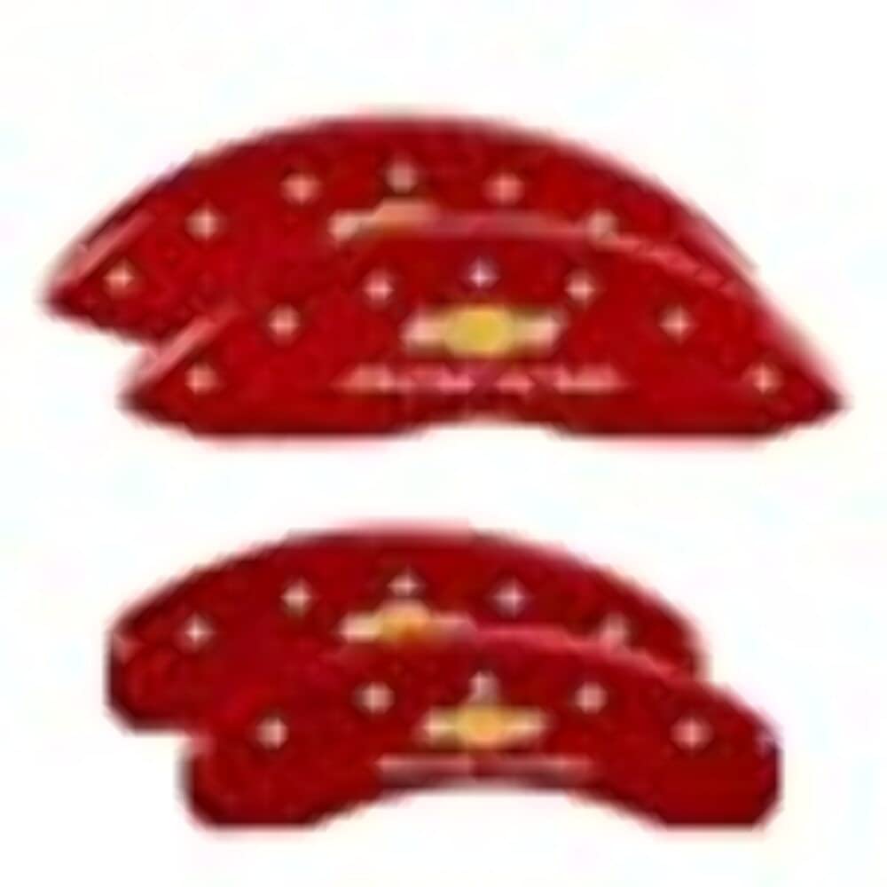 Chevy Racing Red Powder Coat Finish MGP Caliper Covers 14253SBRCRD, Set of 4, Silver Characters