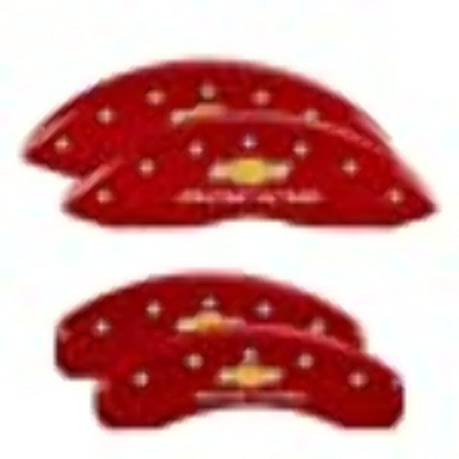 Chevy Racing Red Powder Coat Finish MGP Caliper Covers 14253SBRCRD, Set of 4, Silver Characters