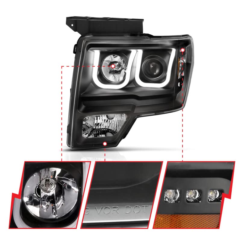 Projector Headlights ANZO USA 111383 With U-Bar Switchback, Black