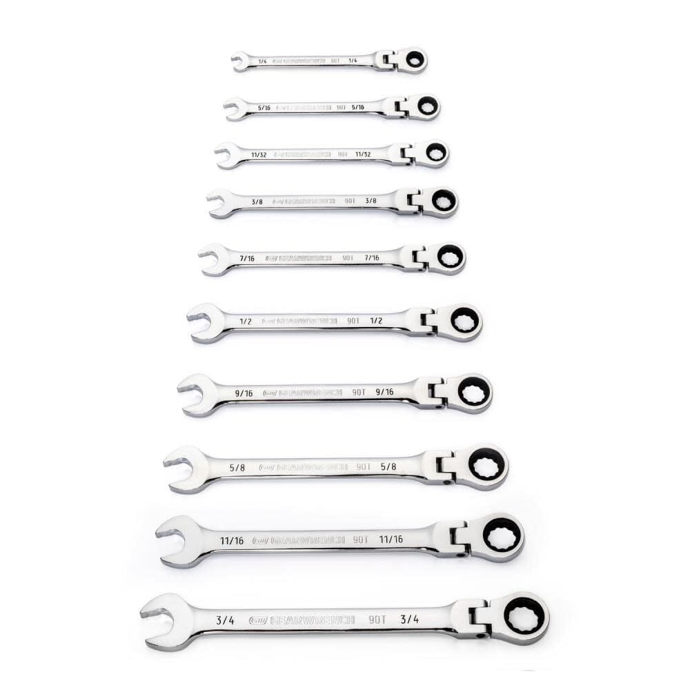 Set Wr Rat Flex Comb GEARWRENCH 12Pt 90T 10Pc Sae (86758)