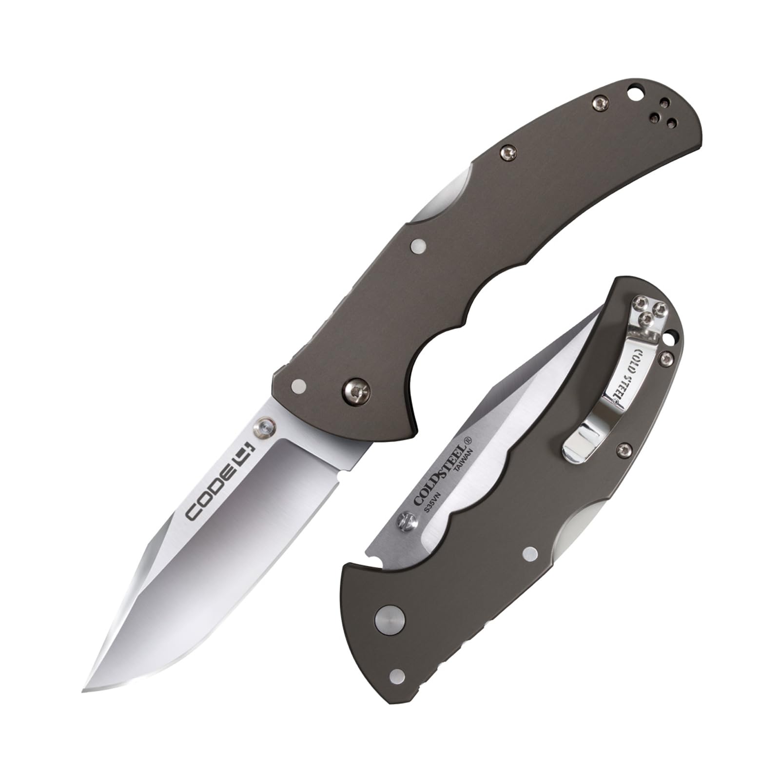 Cold Steel 3.5" Code 4 S35VN Razor-Sharp Clip Point Blade 5" 6061 Aluminum Handle Folding Knife w/Tri-Ad Lock, Boxed