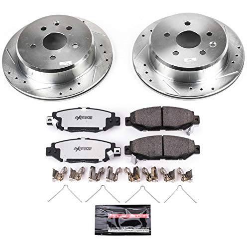 Power Stop K1072-26 Z26 Carbon Fiber Brake Pads Rear with Drilled & Slotted Brake Rotors Kit For Lexus SC300 1992-1998 [Model Specific]