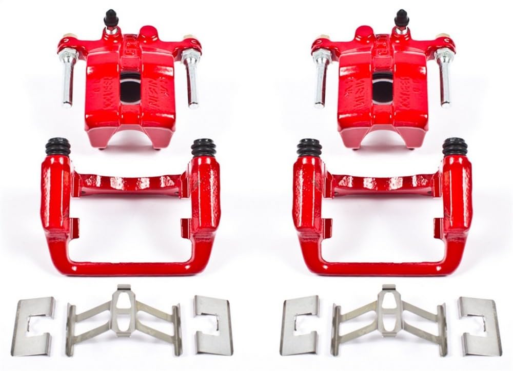 Power Stop Pair of High-Temp Red Powder Coated Rear Calipers For Acura RL 1999-2004 [Model Specific]
